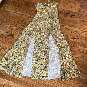 Yellow Leopard Print Maxi Dress